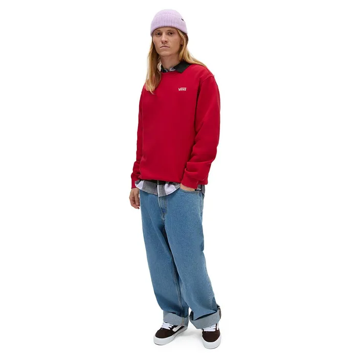 Vans Hoodies and Sweatshirts Men Core Basic Crew Sweatshirt Red