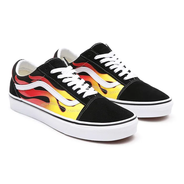 Vans Lowtop Shoes Women Flame Old Skool Shoes Black