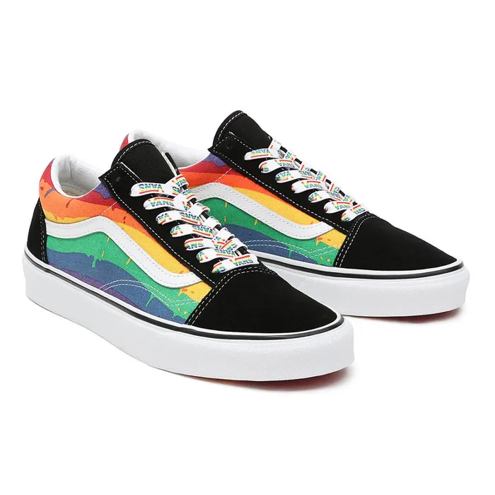 Vans Lowtop Shoes Women Rainbow Drip Old Skool Shoes Black Multicolour
