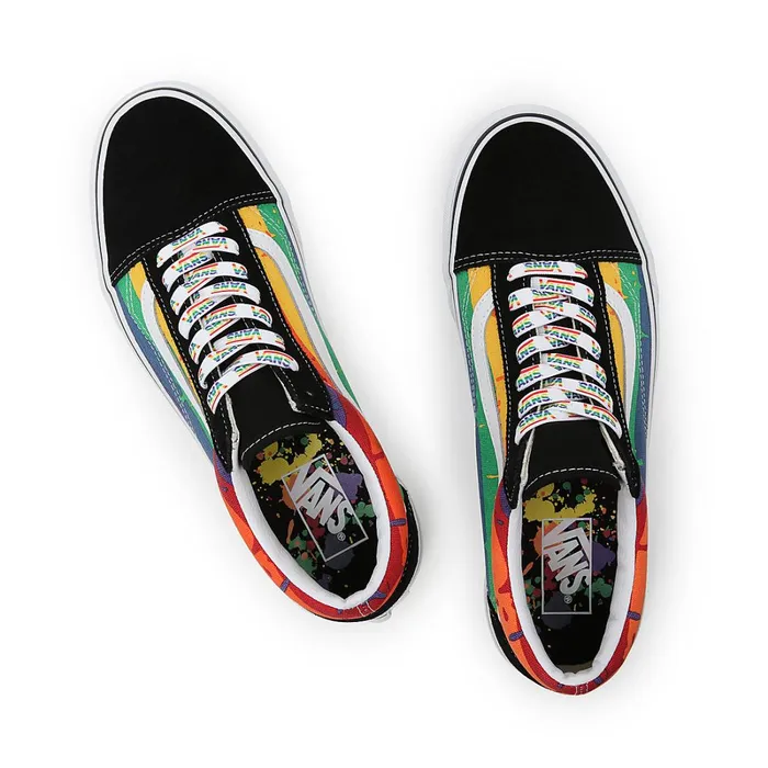 Vans Lowtop Shoes Women Rainbow Drip Old Skool Shoes Black Multicolour