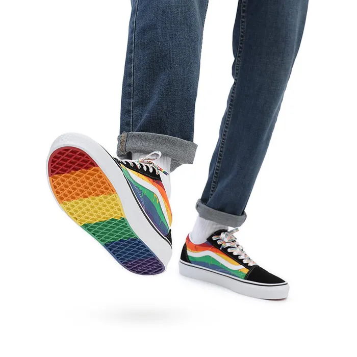 Vans Lowtop Shoes Women Rainbow Drip Old Skool Shoes Black Multicolour