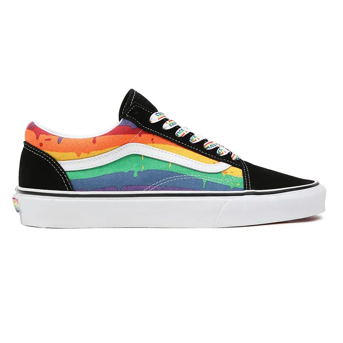 Vans Lowtop Shoes Women Rainbow Drip Old Skool Shoes Black Multicolour