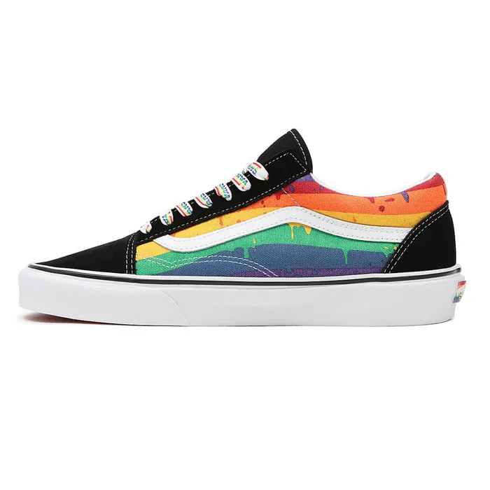 Vans Lowtop Shoes Women Rainbow Drip Old Skool Shoes Black Multicolour