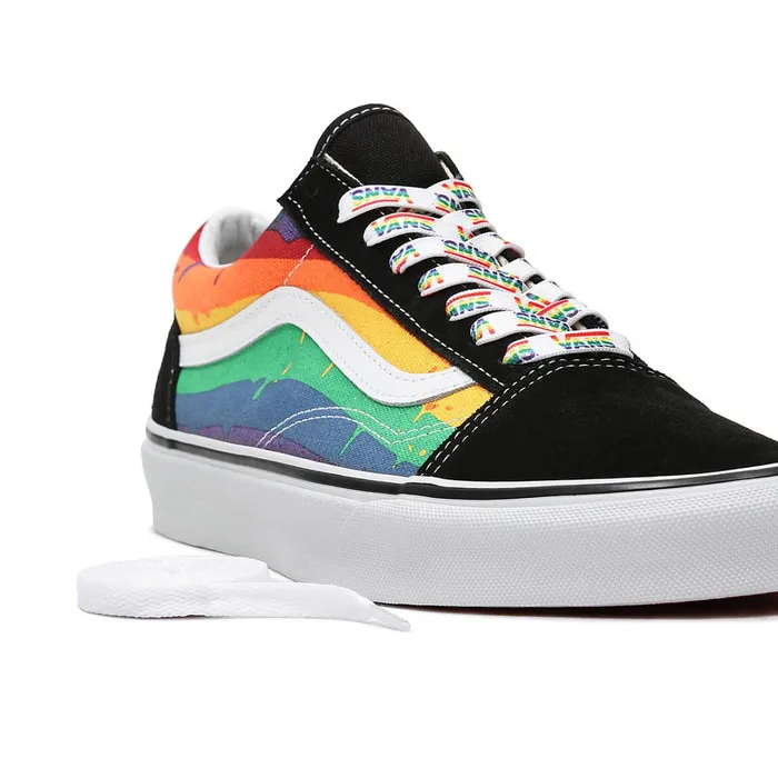 Vans Lowtop Shoes Women Rainbow Drip Old Skool Shoes Black Multicolour