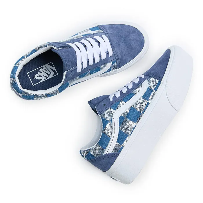 Vans Platform Shoes Women Old Skool Stackform Shoes Blue