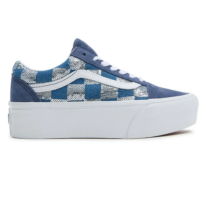 Vans Platform Shoes Women Old Skool Stackform Shoes Blue