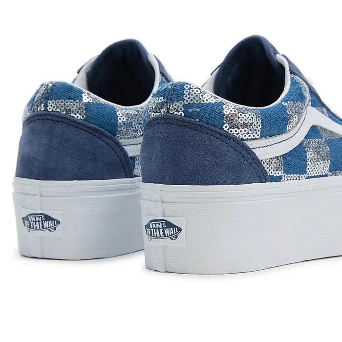Vans Platform Shoes Women Old Skool Stackform Shoes Blue