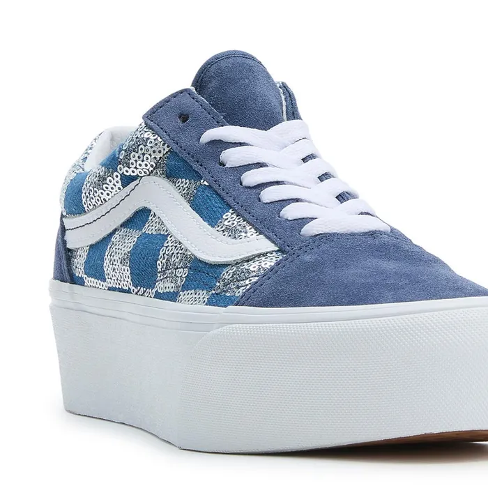 Vans Platform Shoes Women Old Skool Stackform Shoes Blue
