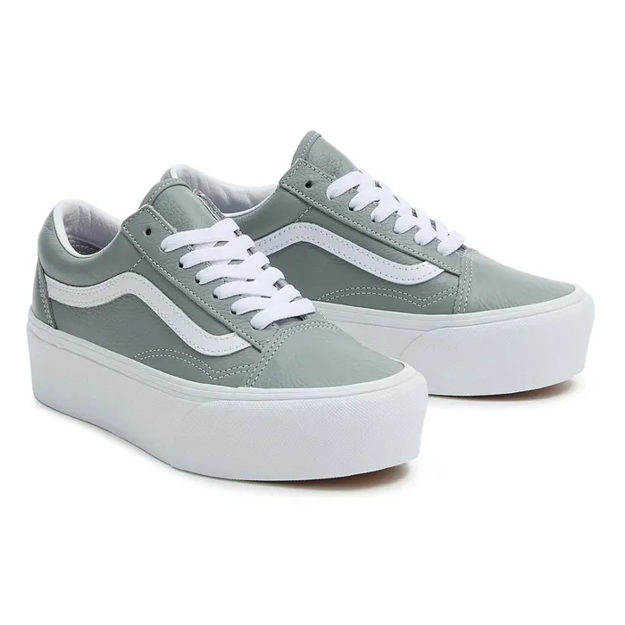 Vans Platform Shoes Women Old Skool Stackform Shoes Grey