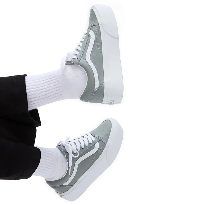 Vans Platform Shoes Women Old Skool Stackform Shoes Grey
