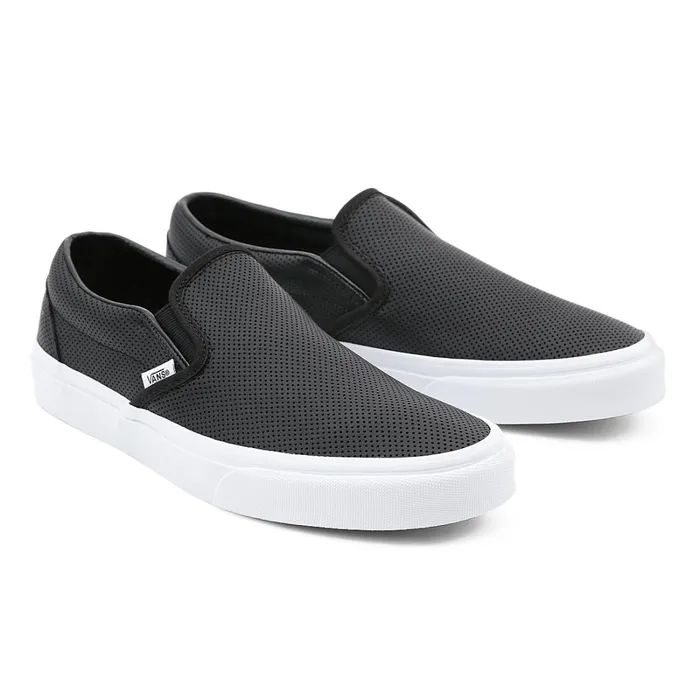 Vans Slipon Shoes Women Perf Leather Classic SlipOn Shoes Black