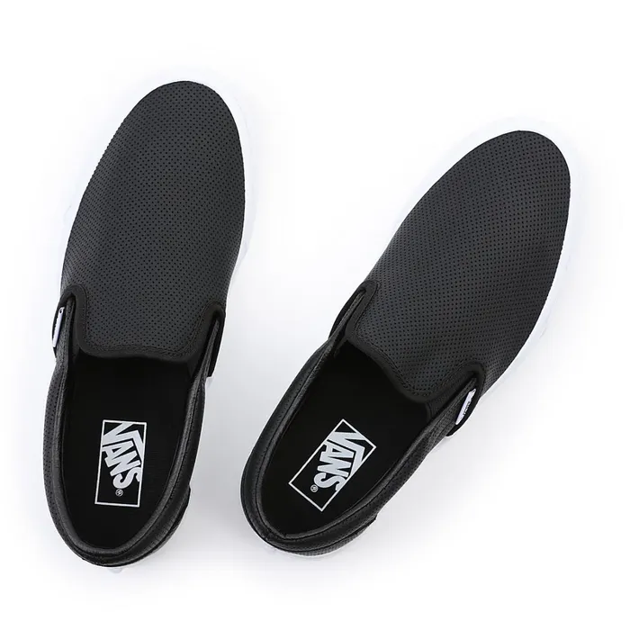 Vans Slipon Shoes Women Perf Leather Classic SlipOn Shoes Black