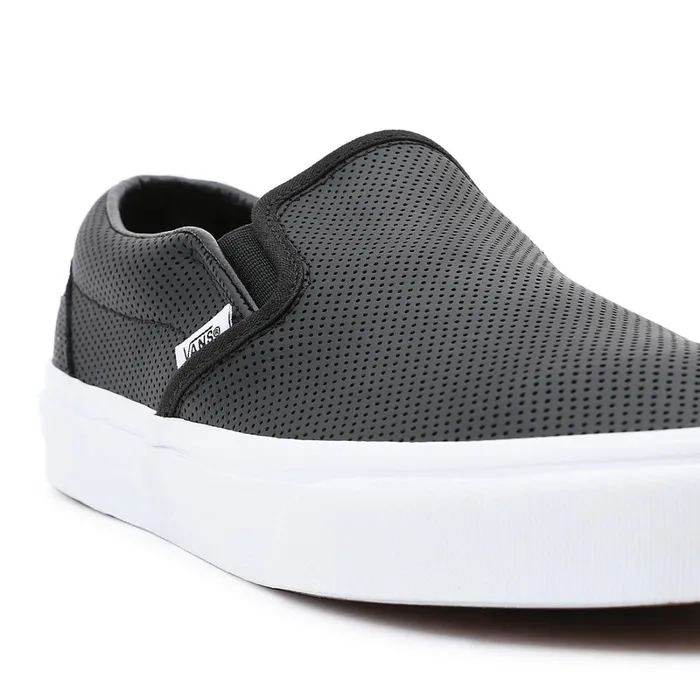 Vans Slipon Shoes Women Perf Leather Classic SlipOn Shoes Black