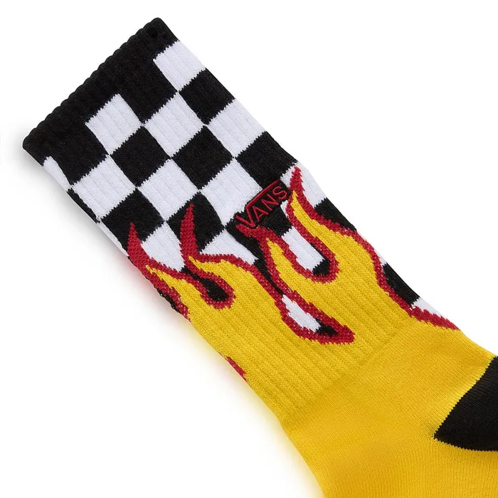 Vans Socks Men Flame Check Crew Socks 1 Pair Black