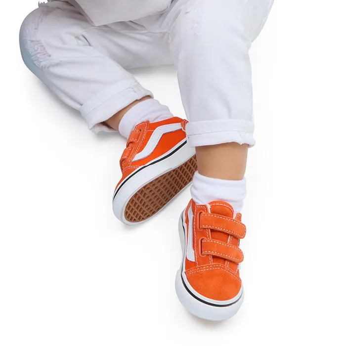 Vans View All Kids Toddler Old Skool Hook And Loop Shoes 14 Years Orange