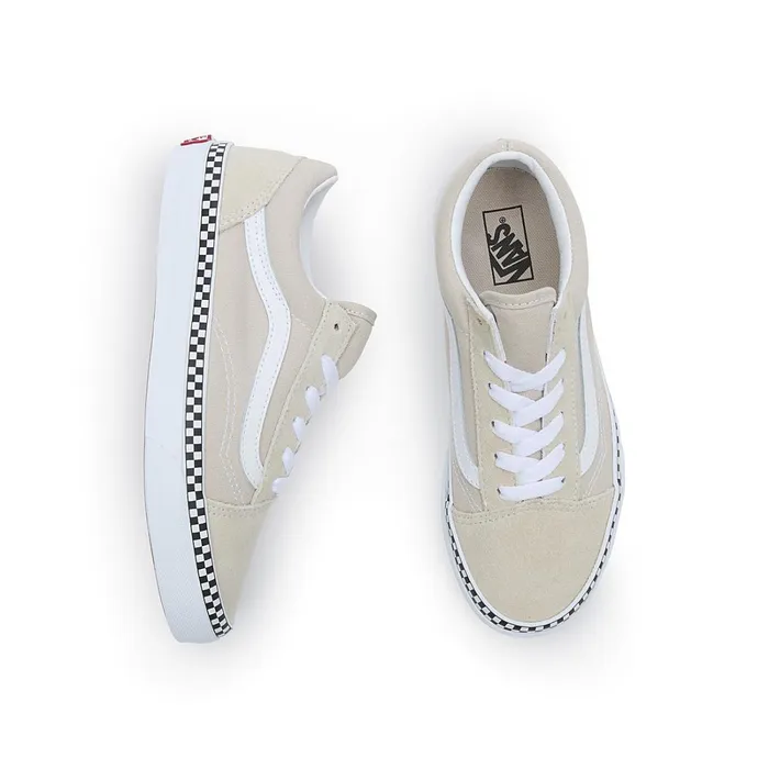 Vans View All Kids Youth Checkerboard Foxing Old Skool Shoes 814 Years Beige