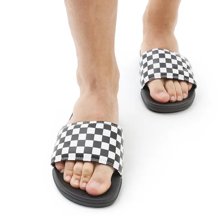 Vans View All Men Checkerboard La Costa SlideOn Shoes Black White
