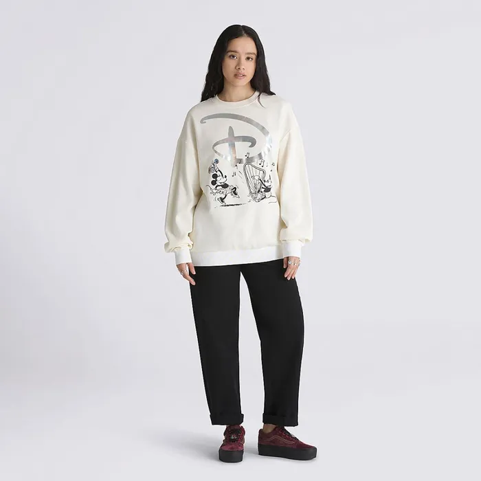 Vans View All Women Disney X Swan Song Oversized Long Sleeve Crew Sweatshirt White