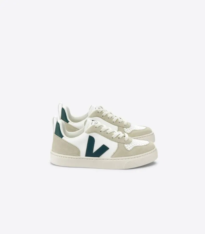 VEJA V10 Kids V10 LACES CHROMEFREE LEATHER WHITE BRITTANY ALMOND