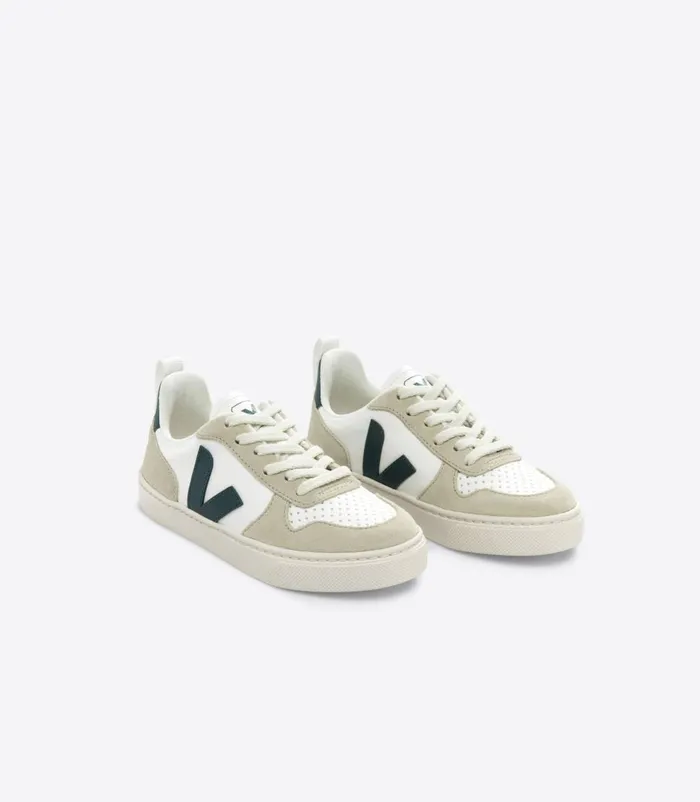 VEJA V10 Kids V10 LACES CHROMEFREE LEATHER WHITE BRITTANY ALMOND