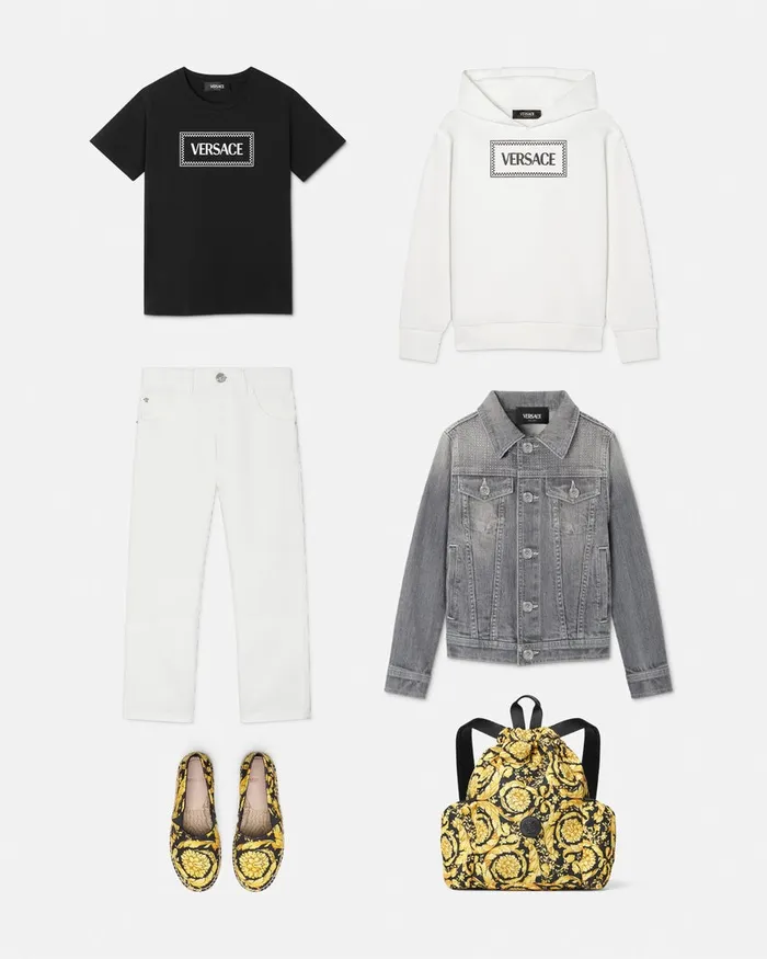 Versace 90s Vintage Logo TShirt Black Kids Shirts and Tshirts