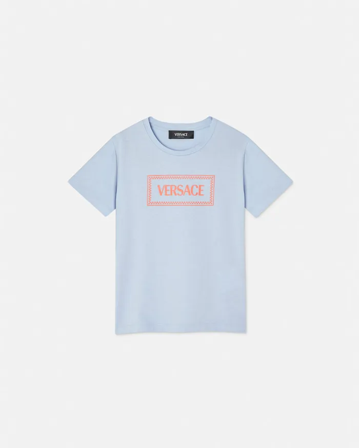 Versace 90s Vintage Logo TShirt Light Blue Kids Shirts and Tshirts