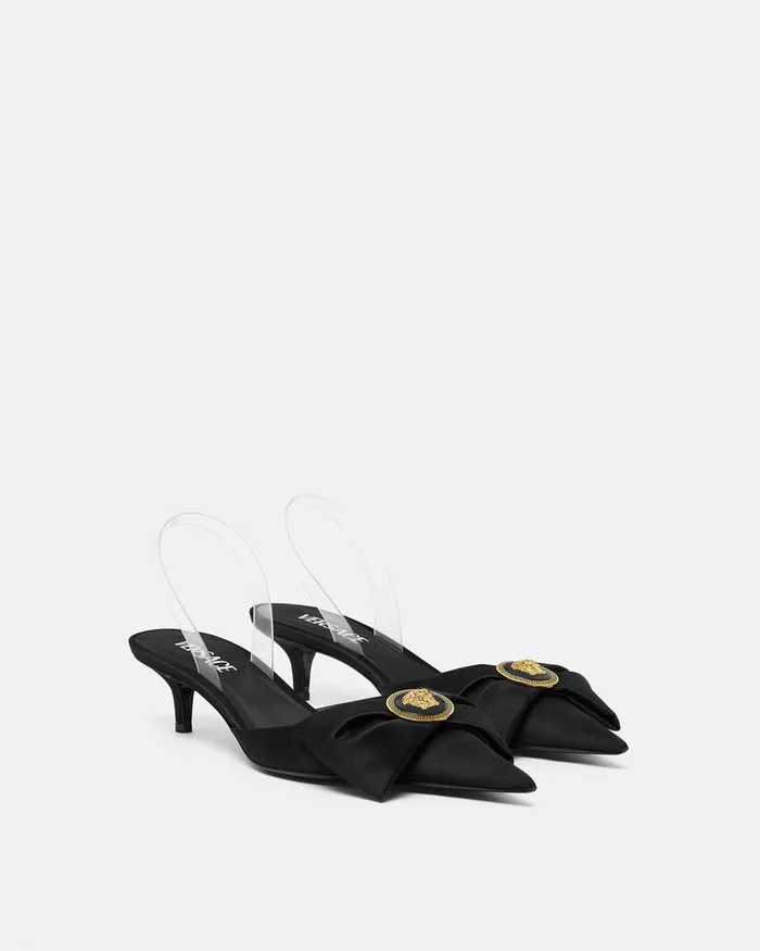 Versace Alia Slingback Pumps 45 Mm Blackgold Women Pumps and Slingbacks