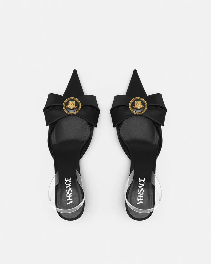 Versace Alia Slingback Pumps 45 Mm Blackgold Women Pumps and Slingbacks