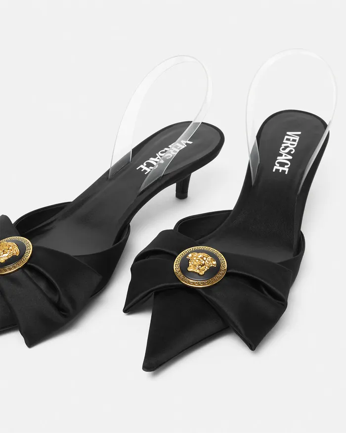 Versace Alia Slingback Pumps 45 Mm Blackgold Women Pumps and Slingbacks