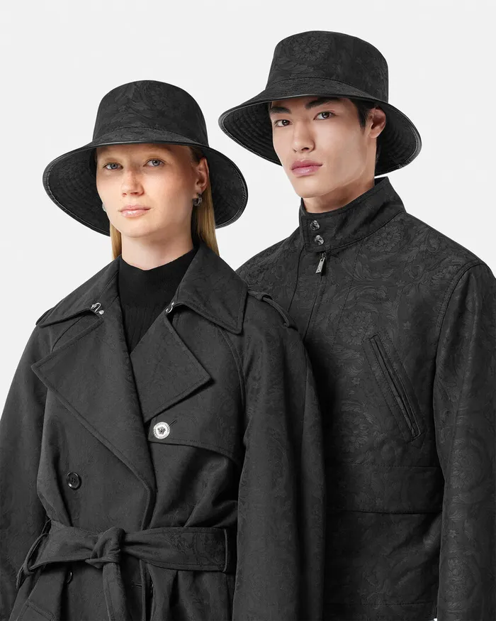 Versace Barocco Jacquard Bucket Hat Gray WomenMen Hats and Caps