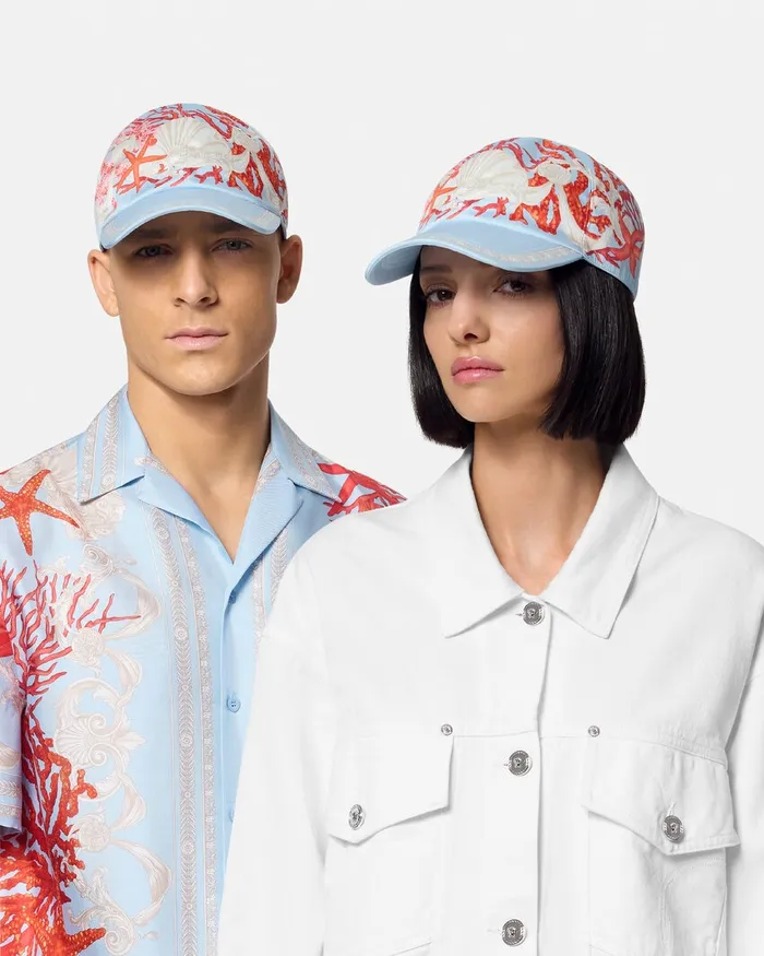 Versace Barocco Sea Baseball Cap Blueprint WomenMen Hats and Caps