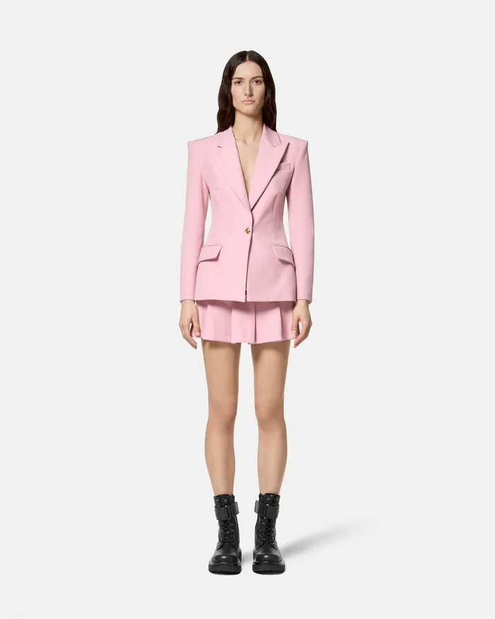 Versace Baroque Buckle Blazer Pink Women Jeans Couture