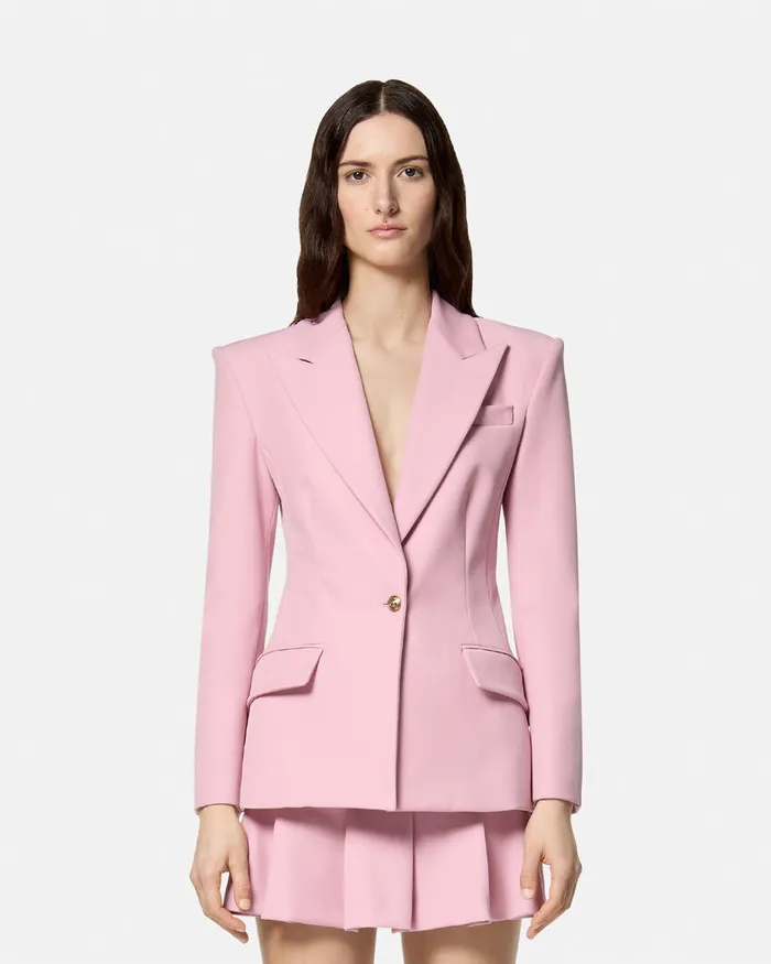 Versace Baroque Buckle Blazer Pink Women Jeans Couture