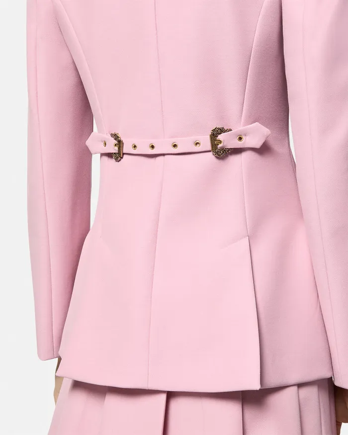 Versace Baroque Buckle Blazer Pink Women Jeans Couture