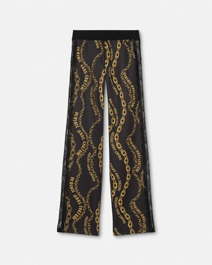 Versace Chain Couture Lace Pants Blackgold Women Jeans Couture