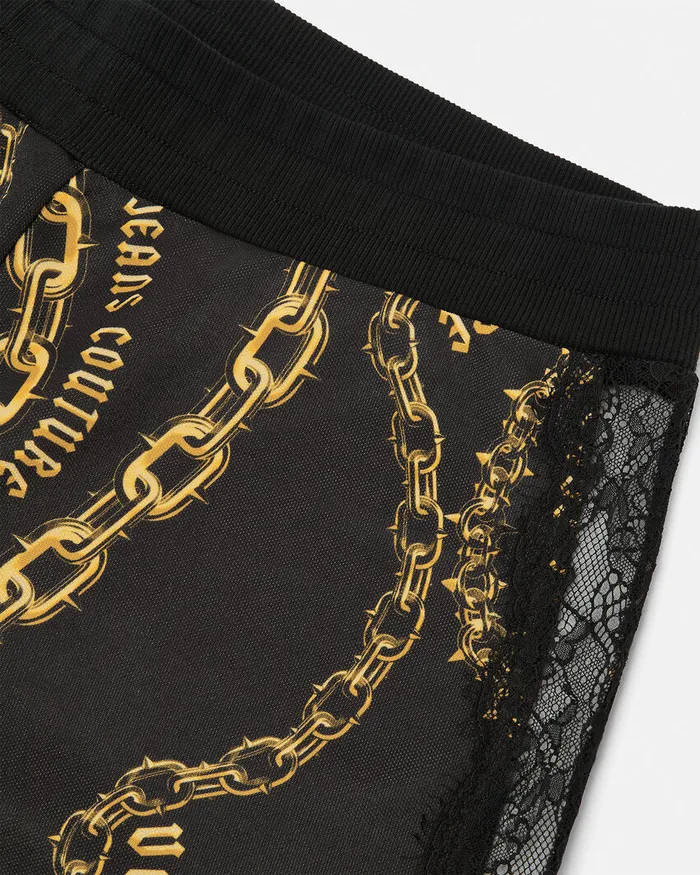 Versace Chain Couture Lace Pants Blackgold Women Jeans Couture