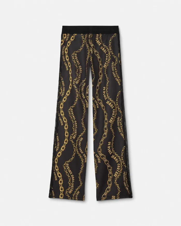 Versace Chain Couture Lace Pants Blackgold Women Jeans Couture