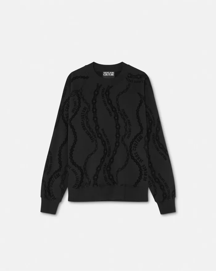 Versace Chain Couture RelaxedFit Sweatshirt Blackprint Men Jeans Couture