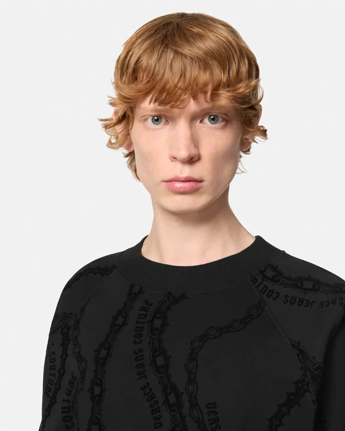 Versace Chain Couture RelaxedFit Sweatshirt Blackprint Men Jeans Couture