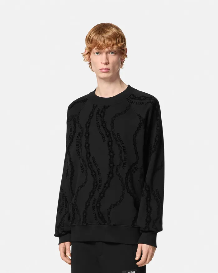 Versace Chain Couture RelaxedFit Sweatshirt Blackprint Men Jeans Couture