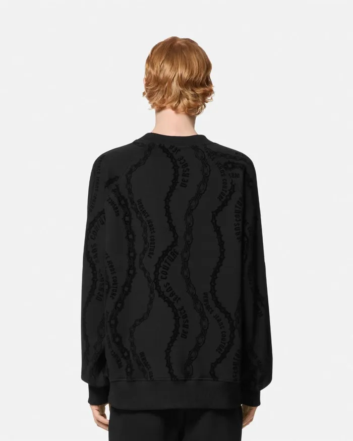Versace Chain Couture RelaxedFit Sweatshirt Blackprint Men Jeans Couture