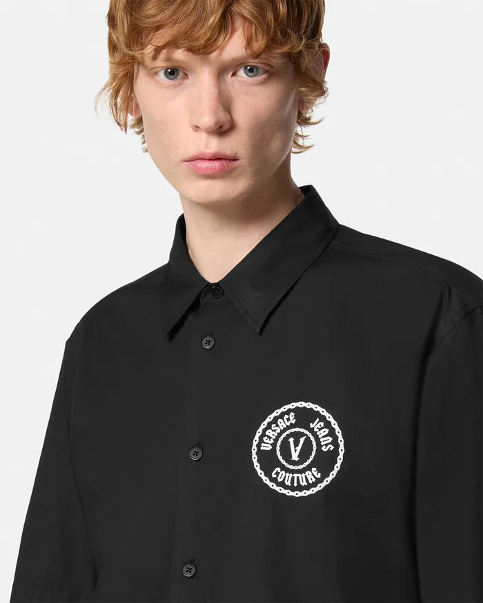 Versace Chain VEmblem RegularFit Shirt Blackprint Men Jeans Couture