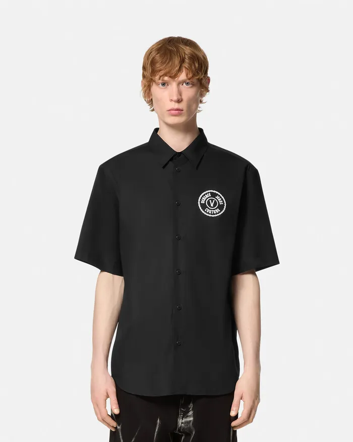 Versace Chain VEmblem RegularFit Shirt Blackprint Men Jeans Couture