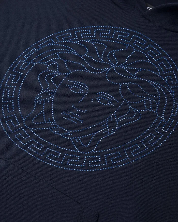 Versace Crystal Medusa Hoodie Blue Kids Knitwear and Sweatshirts