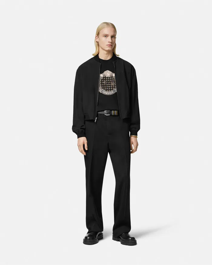 Versace Crystal Starfish Blason TShirt Black Men TShirts and Polos