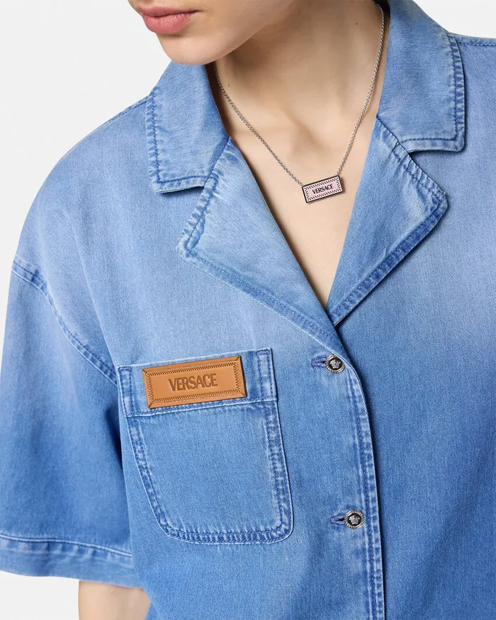 Versace Denim Boxy Shirt Blue Women Denim