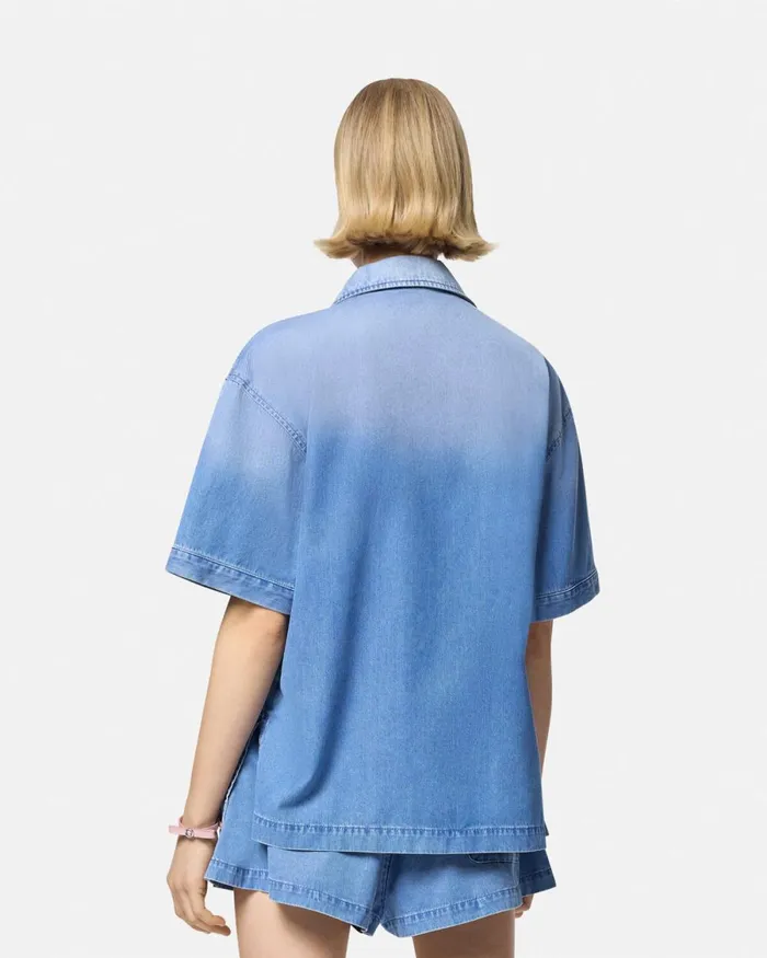 Versace Denim Boxy Shirt Blue Women Denim