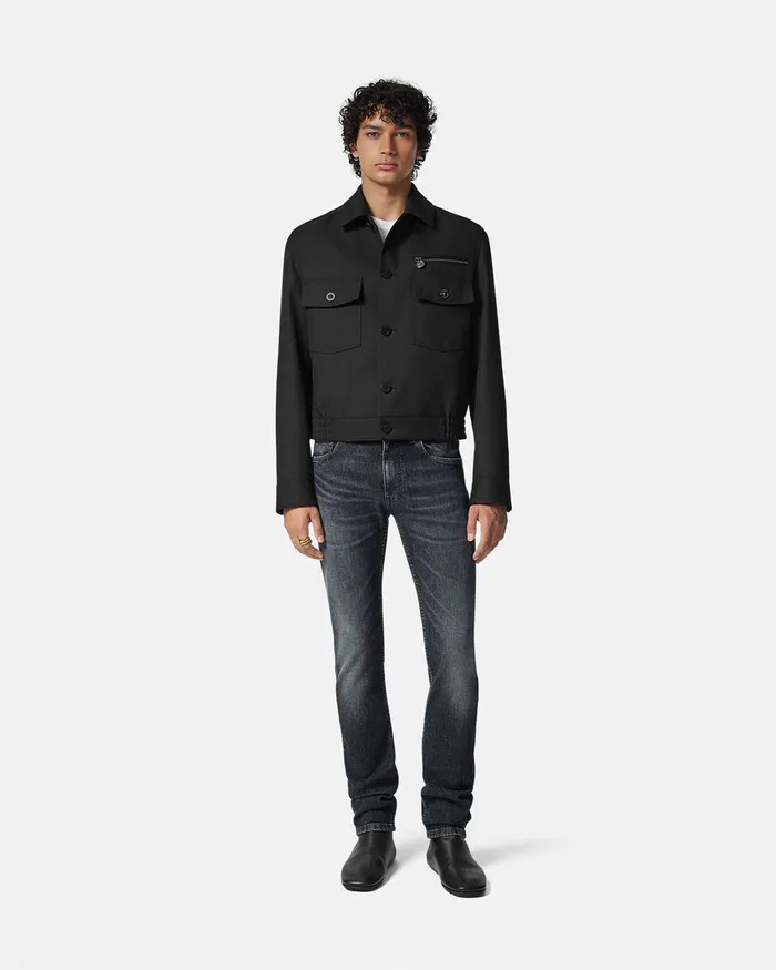 Versace Embroidered Medusa SlimFit Jeans Black Men Pants and Shorts