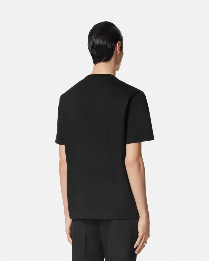 Versace Embroidered Wild Stamp TShirt Black Men TShirts and Polos