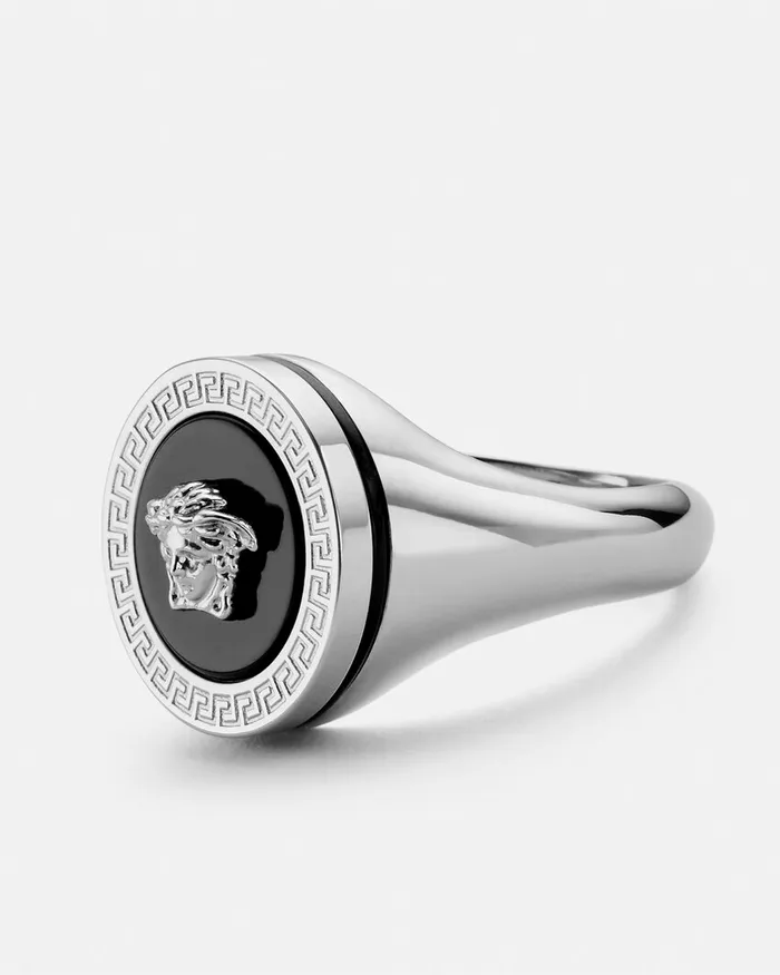 Versace Enamel Medusa Ring Silver WomenMen Rings